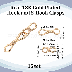 15 шт. латунные застежки-крючки и S-образные крючки KK-BBC0009-36