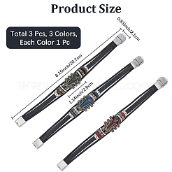 3 шт. Браслеты из сплава и кожаного шнура двух цветов для мужчин и женщин&nbsp;BJEW-CL0001-25