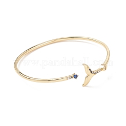 Браслет-манжета с хвостом кита из голубого циркония&nbsp;BJEW-C018-01G