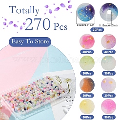 270 шт. 9-цветные матовые стеклянные бусины с эффектом кракле&nbsp;DGLA-YW0001-34