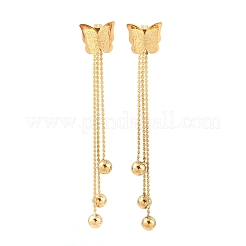 Серьги-гвоздики с кисточками из нержавеющей стали 304 в форме бабочки&nbsp;EJEW-H175-05G