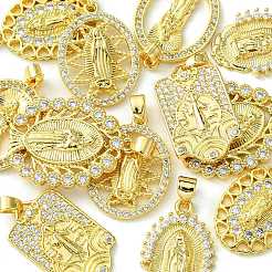 12 шт. 6 стиля латунные подвески с цирконием&nbsp;KK-CJ0002-19