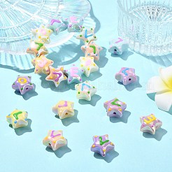 20шт 5 цвета непрозрачные акриловые бусины&nbsp;ACRC-CJ0001-01