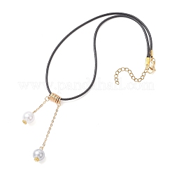 Круглая подвеска с кисточкой из искусственного жемчуга из АБС-пластика&nbsp;NJEW-JN05610-02