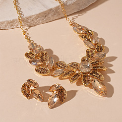 Модные серьги-гвоздики из сплава листьев со стразами и ожерелья-нагрудники для женщин FS-WG2624D-01