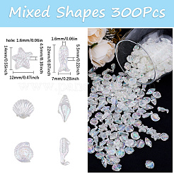 300 шт. 6 прозрачных акриловых бусины с морской тематикой&nbsp;MACR-SP0001-47