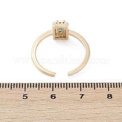 Латунные микро проложить манжеты кольца кубического циркония RJEW-S400-10G