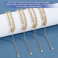8шт полуготовые латунные круглые браслеты с бусинами AJEW-NB0003-64