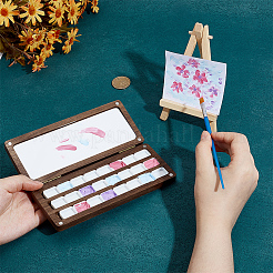 Деревянная магнитная коробка для красок с откидной крышкой AJEW-WH0348-685