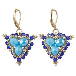 Стекло бисер болтающиеся серьги EJEW-MZ00331-03