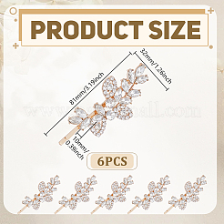 6 шт. шпильки для волос из цинкового сплава со стразами&nbsp;PHAR-GO0001-10