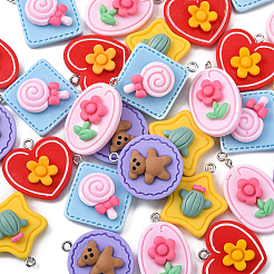 30шт 5 стиля непрозрачные подвески из смолы RESI-CJ0002-30