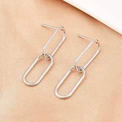 Овальные серьги-гвоздики из нержавеющей стали 316 EJEW-D339-04P