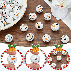 60 шт. 6 стиля круглые рождественские бусины в виде снеговика из дерева европейские WOOD-PH0003-05