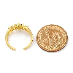 Кольца-манжеты для женщин с покрытием из латуни с микропаве из кубического циркония RJEW-M028-89G