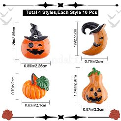 40 шт. 4 стиля кабошоны из непрозрачной смолы на тему Хэллоуина RESI-GF0001-09