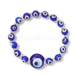 Браслеты ручной работы с круглыми бусинами от сглаза для мужчин и женщин BJEW-JB11986