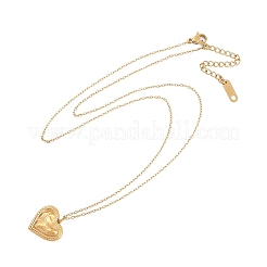 Ионное покрытие (ip) 304 нержавеющая сталь текстурированное сердце кулон кабель цепь ожерелья для женщин&nbsp;NJEW-P320-09G
