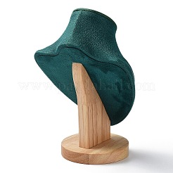 Подставки для ожерелья из бархатного бюста с деревянной основой&nbsp;LS-ODIS-Q041-02A-01