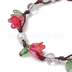 4шт. круглые браслеты из плетеных бусин из натурального кварцевого кристалла BJEW-TA00593