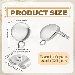 20 шт. фурнитура для сережек-гвоздиков из нержавеющей стали 201 STAS-LP0004-08