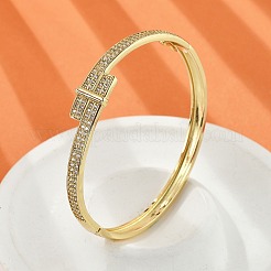 Женские браслеты на шарнирах из латуни с микропаве и прозрачным фианитом BJEW-K274-05G