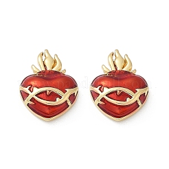 Серьги-гвоздики из латуни с эмалью для женщин&nbsp;EJEW-A126-05E-G