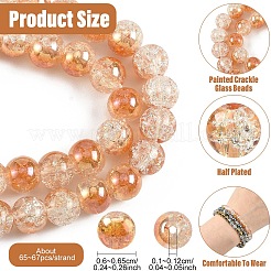 1-рядные гальванизированные стеклянные бусины с эффектом кракле&nbsp;EGLA-YW0005-45A