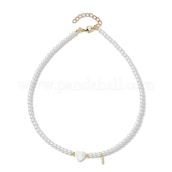 Ожерелья с подвесками из латуни микро-паве класса AAA с кубическим цирконием и буквами NJEW-JN04771-09