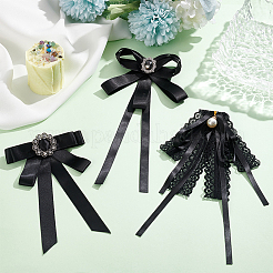 3 шт. 3 стиля брошь-бантик из полиэстеровой ленты AJEW-BC0004-25