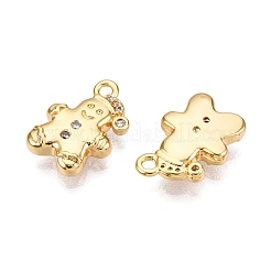 Подвески из прозрачного кубического циркония с микропаве из латуни на рождественскую тематику&nbsp;X1-KK-T073-08G