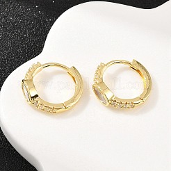 Овальные серьги-кольца из латуни с микропаве из прозрачных кубических цирконий&nbsp;EJEW-D348-09G