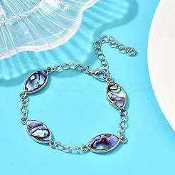 Браслеты из латуни и натуральной ракушки пауа для женщин&nbsp;BJEW-S179-01P