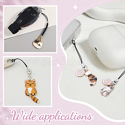 15 шт. ремешки для мобильного телефона из сплава с эмалью. Форма кошки&nbsp;HJEW-PH02117