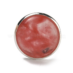 Вишневое кварцевое стекло круглые регулируемые кольца&nbsp;RJEW-K371-09S-23