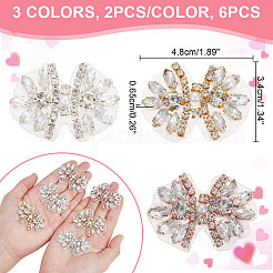 6 шт. 3-х цветный сплав с бантом из стеклянных страз AJEW-NB0006-23