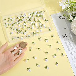 20 набор подвесок в виде белых лилий и бусин в виде листьев флоры FIND-SC0010-77