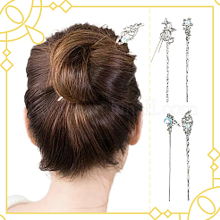 4 шт. 4 стиля палочки для волос из сплава и смолы в тибетском стиле&nbsp;OHAR-SC0001-14