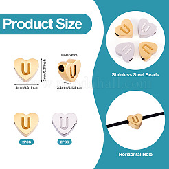 4шт 2 цвета бусины из нержавеющей стали STAS-TA0002-72C