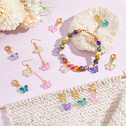 60шт. разноцветные стеклянные подвесные украшения в виде бабочек HJEW-PH0001-65