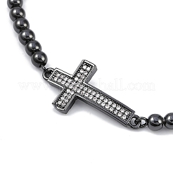 Стойка покрытие латунь микро паве кубический цирконий серебряные браслеты BJEW-P341-04EB