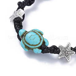 Регулируемые экологически чистые корейские браслеты из вощеного полиэстера с плетеными бусинами BJEW-JB04424