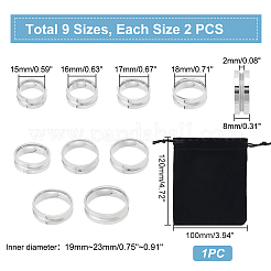 18 шт. 9 размера 201 нержавеющая сталь рифленые кольца для пальцев STAS-UN0047-29
