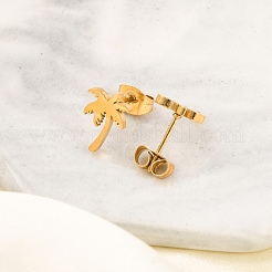 Комплекты сережек-гвоздиков в форме листа из нержавеющей стали 304&nbsp;EJEW-H142-03G