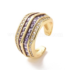 Открытое кольцо-манжета с несколькими линиями кубического циркония&nbsp;RJEW-P035-08G