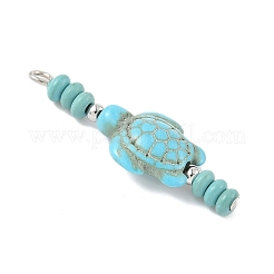 Подвески из бисера-рондель в виде черепахи из окрашенной синтетической бирюзы&nbsp;PALLOY-JF04011-02