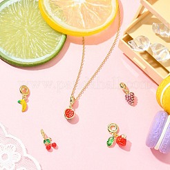 5 шт. 5 стиля латунные эмалевые фрукты европейские подвески-шармы&nbsp;KK-CJ0003-98