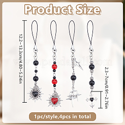 4 шт. ремешки для мобильных телефонов из сплава и стекла&nbsp;HJEW-DR00248