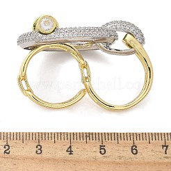 Открытое кольцо-манжета из латуни с микропаве из кубического циркония для женщин RJEW-F177-01GP