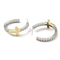 Латунные серьги-гвоздики с крестообразным покрытием EJEW-H117-03GP